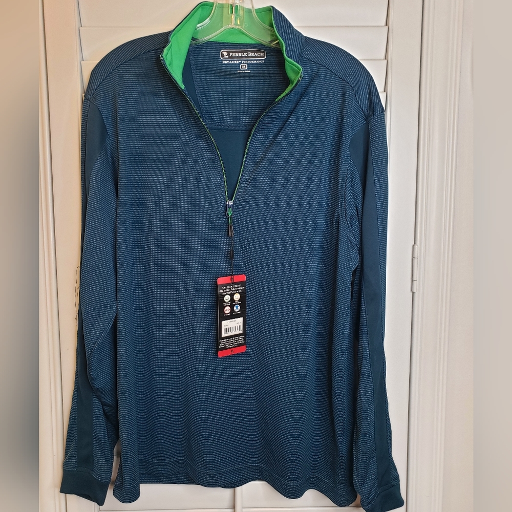 NWT Pebble Beach Dry Luxe Performance quarter zipper long sleeve shirt Sz M